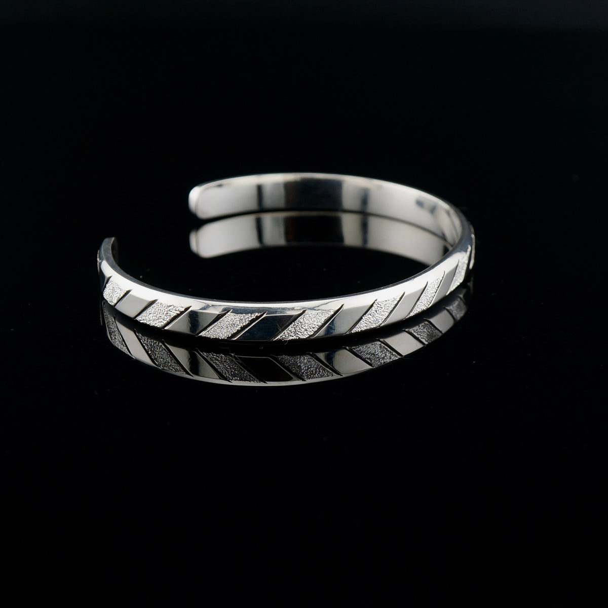 One of a Kind Sterling Silver Cuff Bracelet, Diamond Cut Textured Design, Handcrafted Western Jewelry