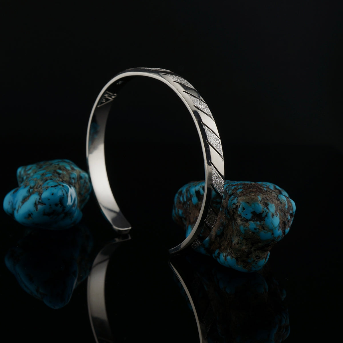 One of a Kind Sterling Silver Cuff Bracelet, Diamond Cut Textured Design, Handcrafted Western Jewelry