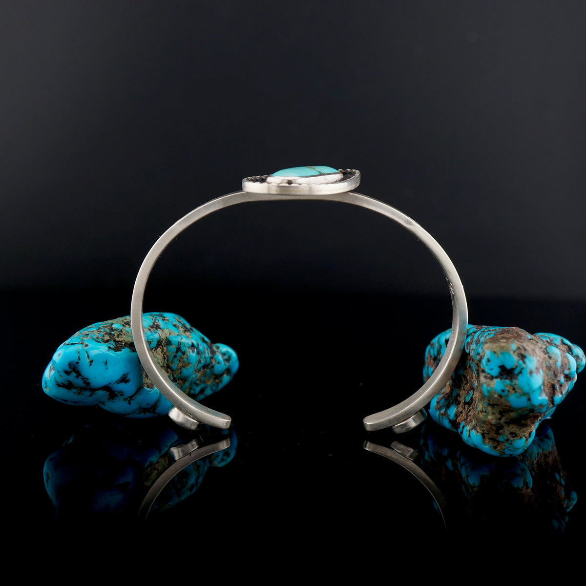 One of a Kind Turquoise and Sterling Silver Cuff Bracelet, Hand Stamped Western Jewelry
