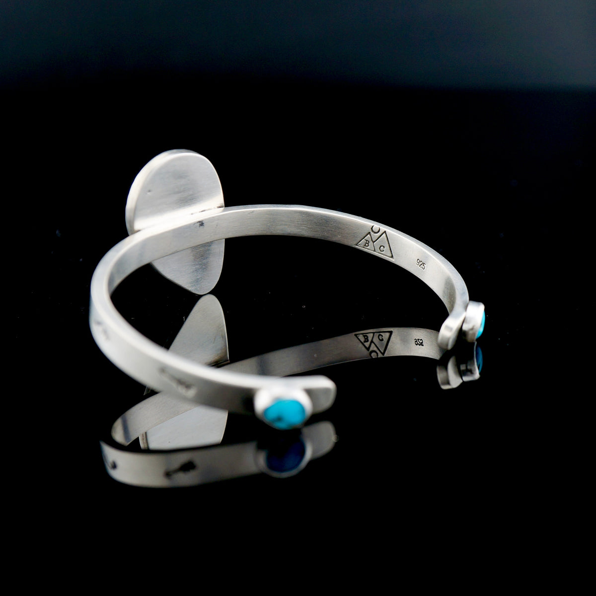 One of a Kind Turquoise and Sterling Silver Cuff Bracelet, Hand Stamped Western Jewelry