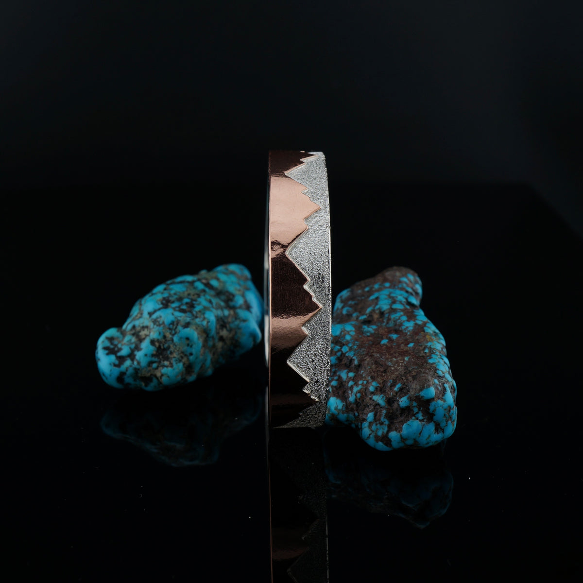 Handcrafted Sterling Silver and Copper Mountain Cuff Bracelet, One of a Kind Western Jewelry
