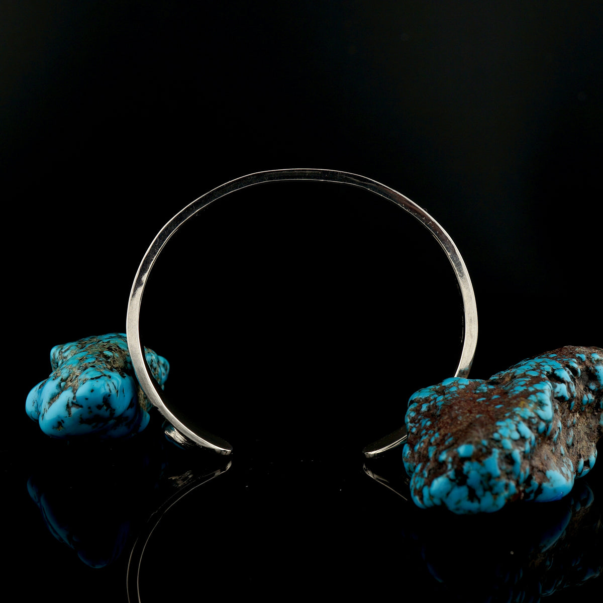 Handcrafted Sterling Silver Mountain Cuff Bracelet with Authentic Turquoise, One of a Kind Western Jewelry