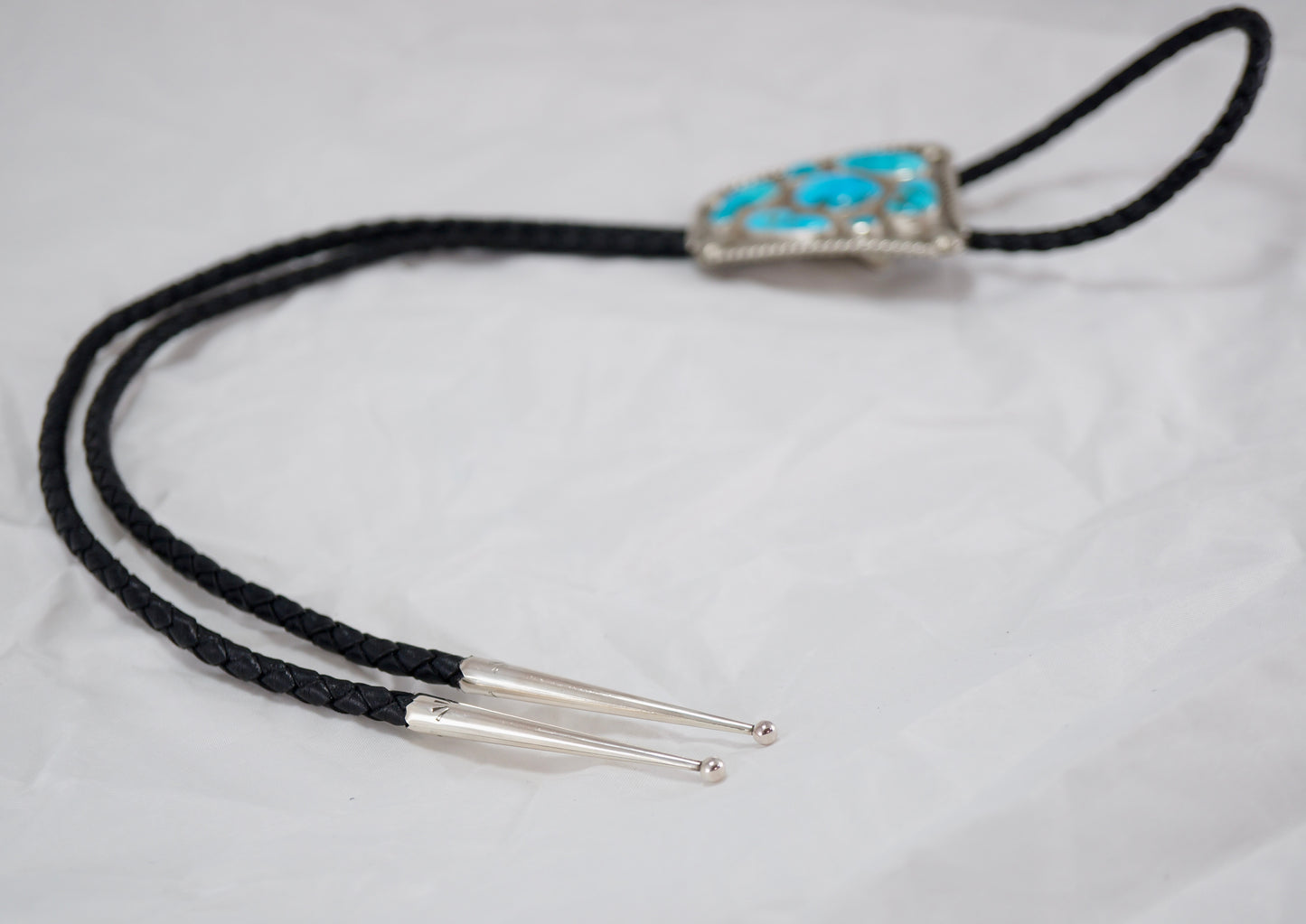 Bolo Tie - Authentic Turquoise Set in Sterling Silver