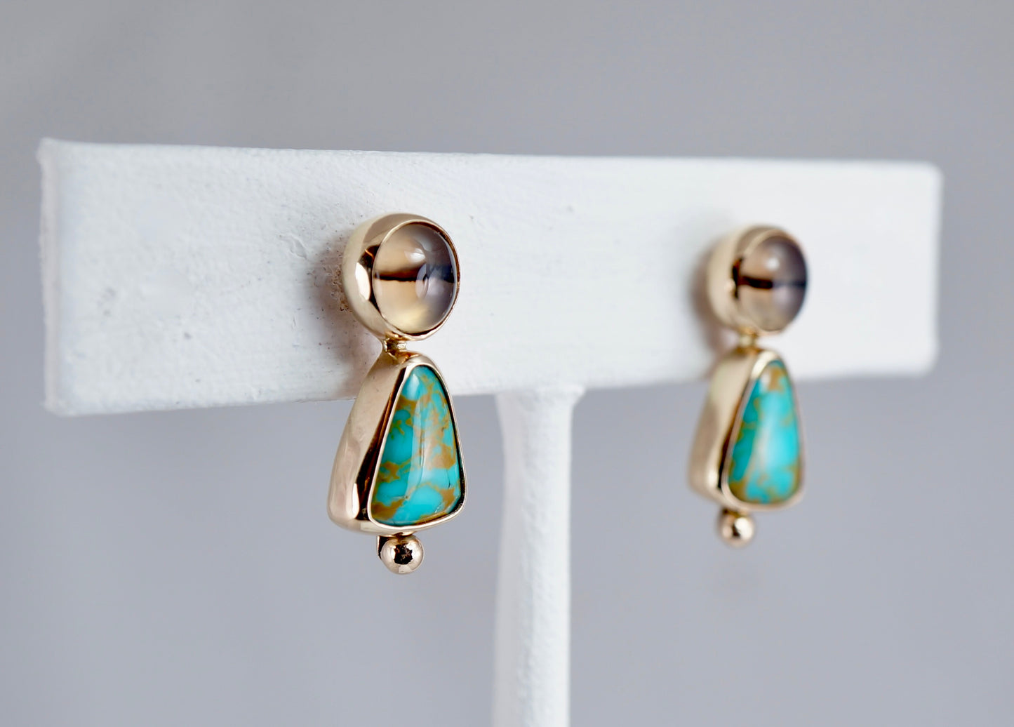 14k Gold Turquoise-Montana Agate Earrings