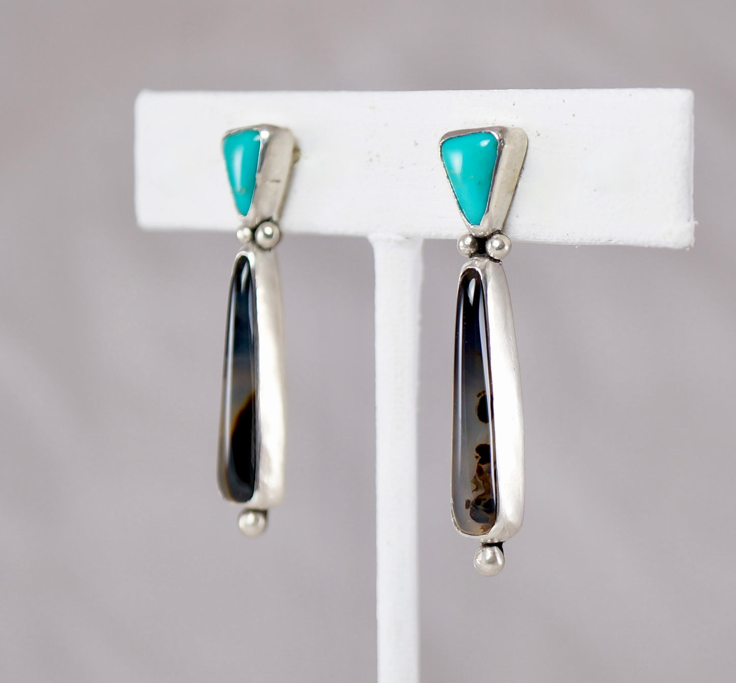 Montana Agate and Turquoise post drop earrings