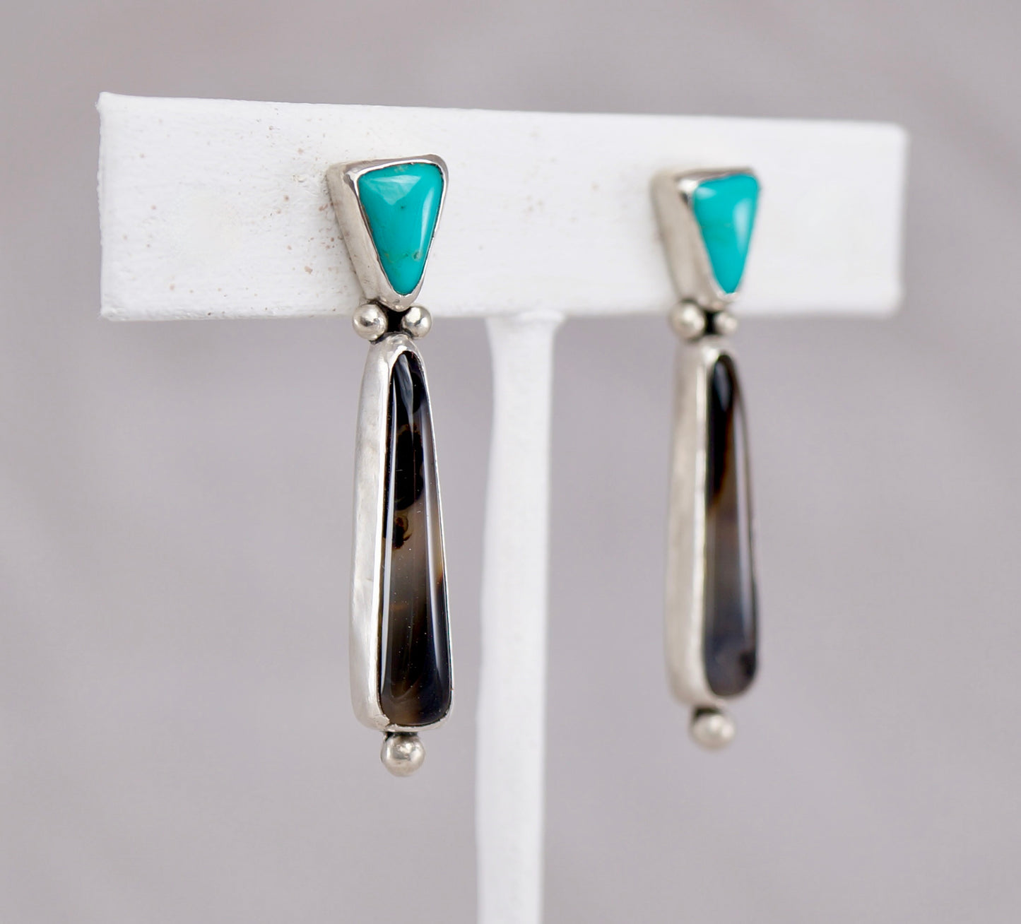 Montana Agate and Turquoise post drop earrings