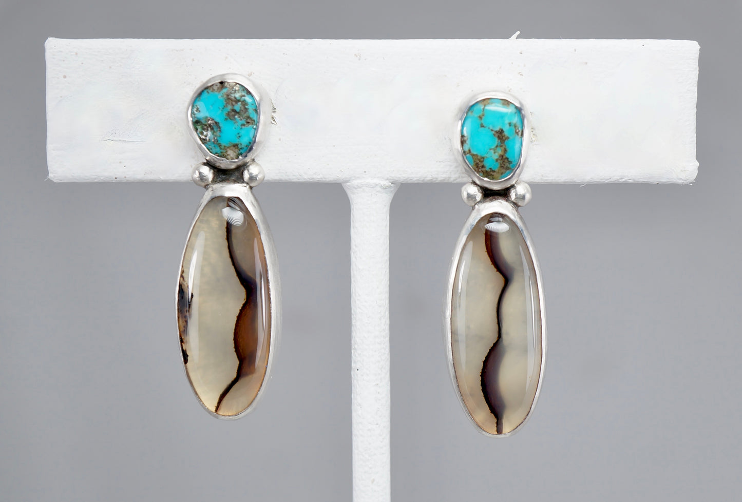 Montana Agate and Turquoise Drop Earrings