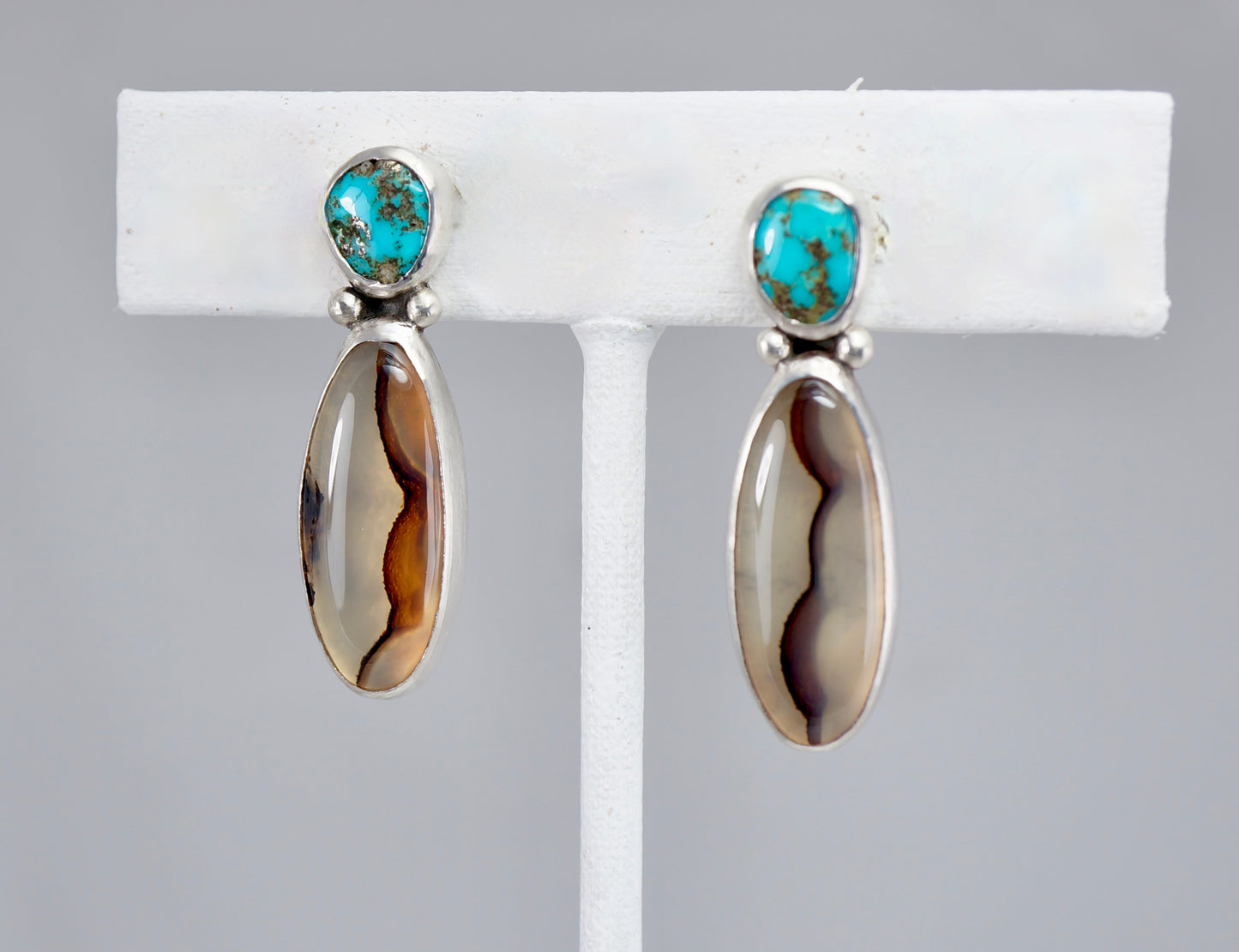 Montana Agate and Turquoise Drop Earrings