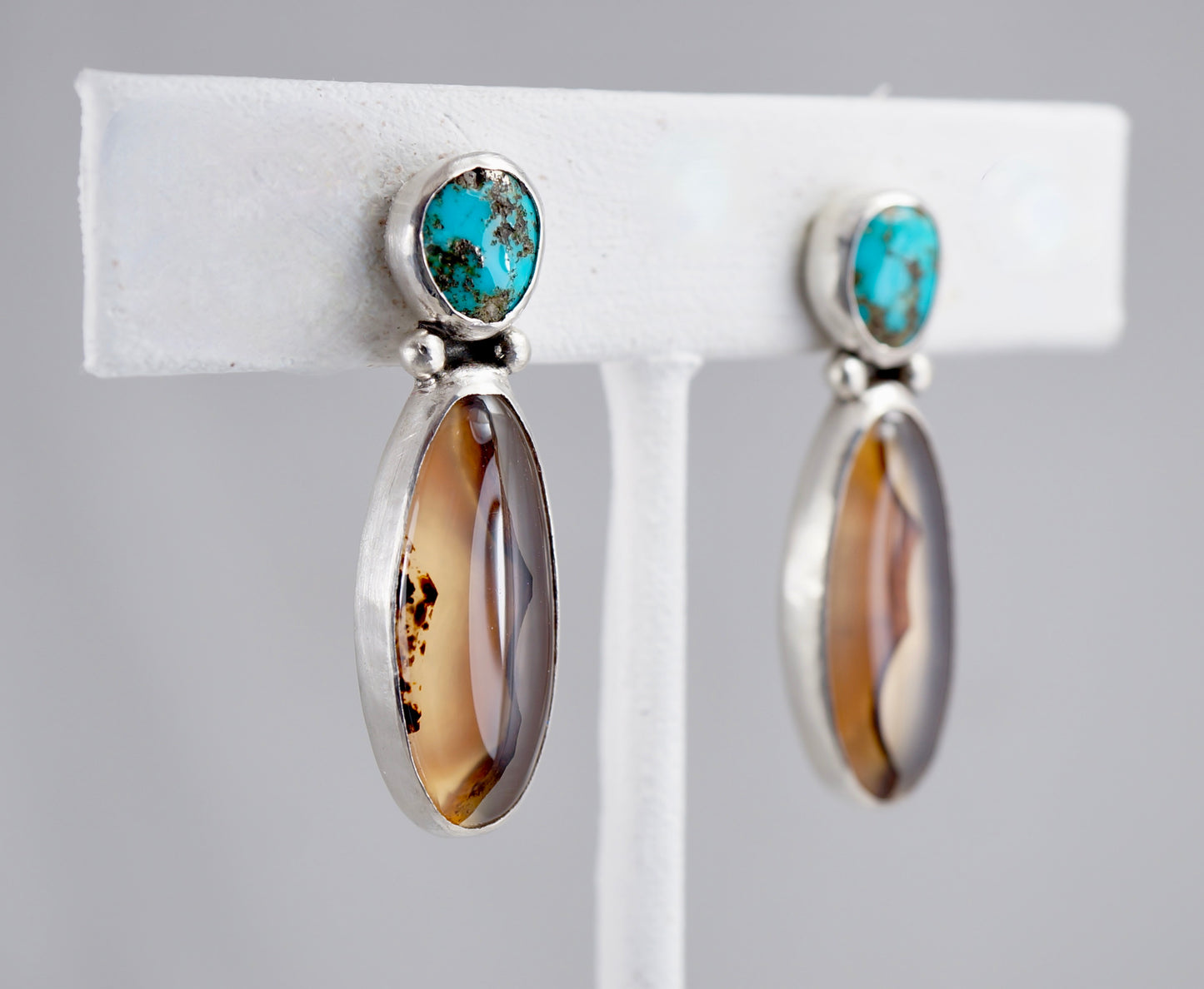 Montana Agate and Turquoise Drop Earrings